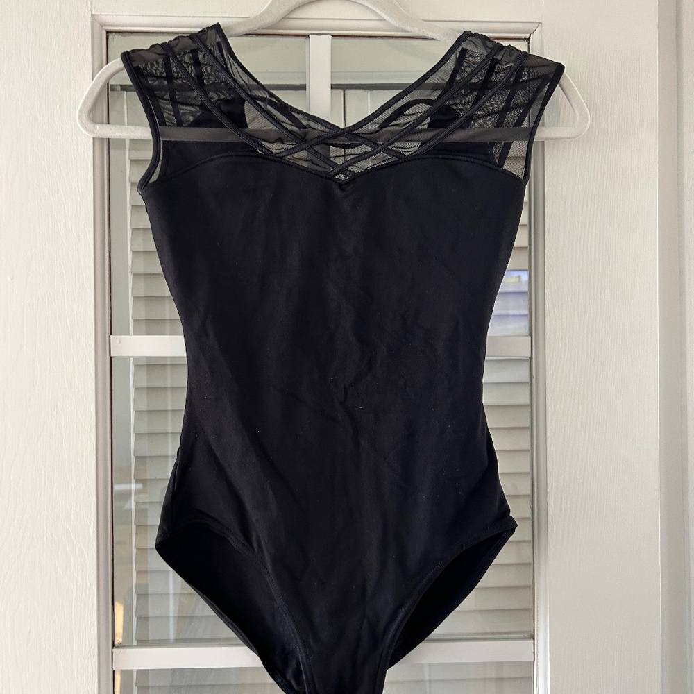 Black Mesh Design Ballet Leotard